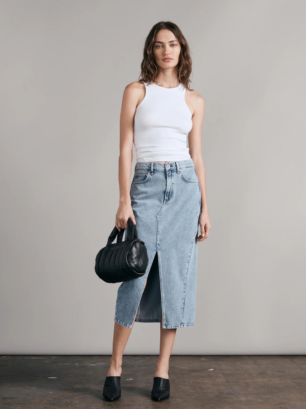 RAG & BONE • Pencil Splice Midi Skirt in Alisha